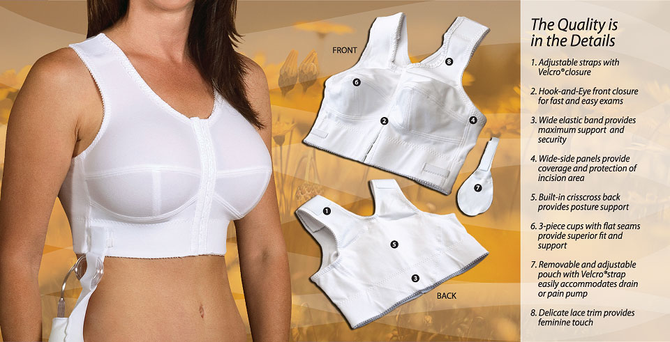 Buy Maam, Post Op Compression Bra Adjustable Front Close and 2 Elastic  Band, Beige, X-Large at